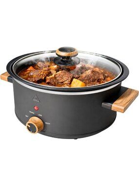 Compact 3-Quart Electric Slow Cooker with 3 Heat Settings, Lightweight